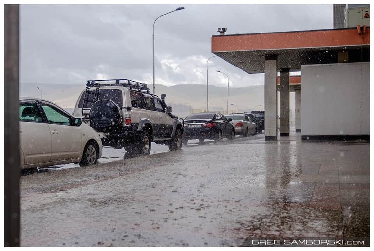 Hail at Ulaanbaatar International Airport Mongolia