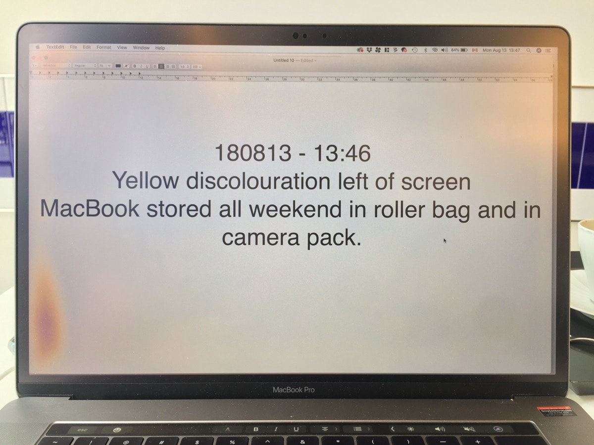 Macbook Pro Screen Discoloration Spots 15 17 Touch Bar